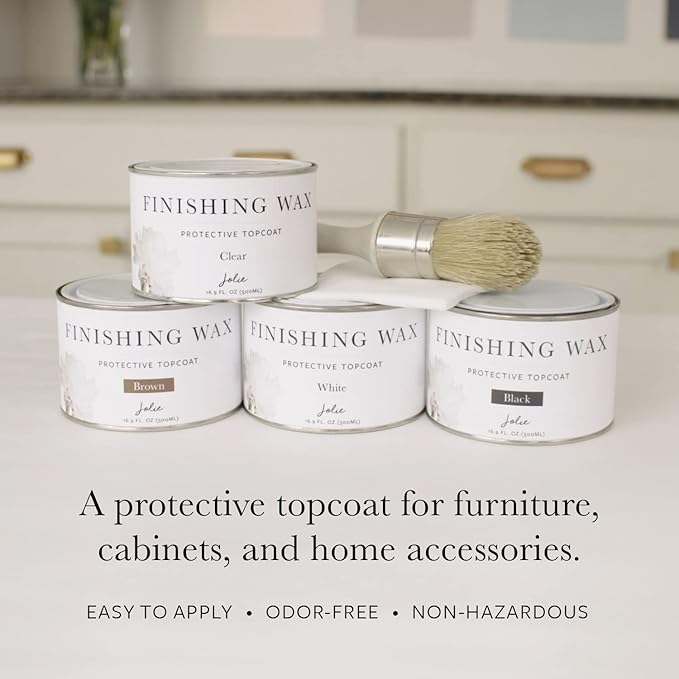 Jolie Finishing Wax - Protective topcoat Paint - Use on interior furniture, cabinets, walls, and accessories- Odor-Free,Non-Hazardous-Brown-500ml