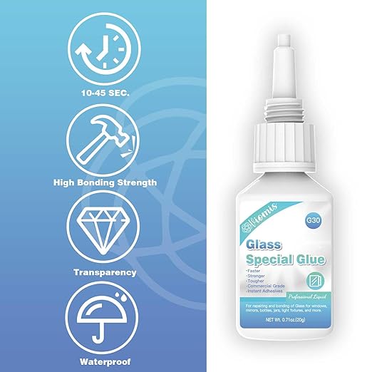 20g Glass Glue, Acrylic Super Glue for Bonding Glass, Instant Strong Glue for Acrylic, Other Materials| Clear Adhesive Glue Repair for Craft, Jewelry, Rhinestone, Crystal, Mirror, Glasses