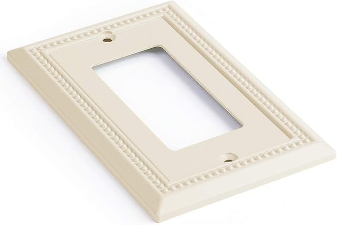 Henne Bery Sunken Pearls Heavy Duty Decorative Wall Plate Switch Plate Outlet Cover (Single Decorator, 3 Pack, Light Almond)