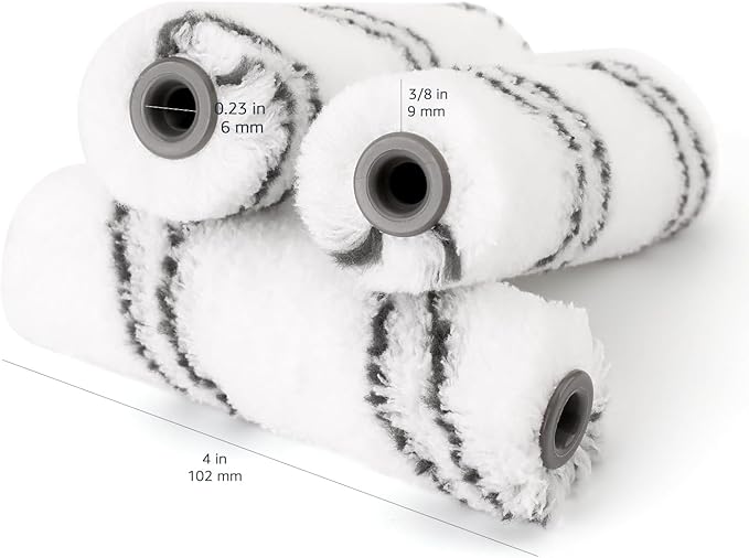 Amazon Basics Microfiber Paint Roller Covers for Smooth Finish, Shedless, Washable, 4", 24-Pack