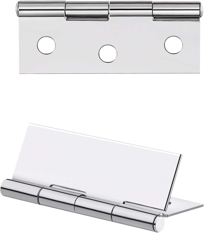 Boao 16 Pieces Small Door Hinges Stainless Steel Folding Butt Hinges Home Furniture Hardware Piano Cabinet Door Hardware with 96 Pieces Stainless Steel Screws(1.75 Inch,Silver)