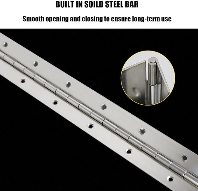 4PCS 18Inch Continuous & Piano Hinges, Heavy Duty Stainless Steel Piano Hinge, Smooth Polished Folding Continuous Hinge, 0.04inch Leaf Thickness, 1.2inch Open Width