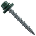10 x 1-1/2" Ivy Green Metal Roofing Screws - Hex Washer Head- Self-Starting/Tapping - EPDM Washer. 1 x 250 Count Bag - 250 Screws