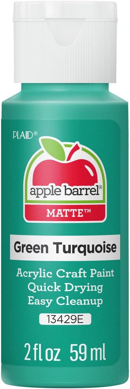 Apple Barrel Acrylic Paint, Green Turquoise 2 fl oz Classic Matte Acrylic Paint For Easy To Apply DIY Arts And Crafts, Art Supplies With A Matte Finish (Pack of 1)