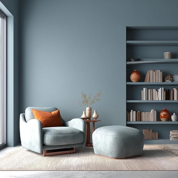EVOLVE Interior Paint & Primer, Eggshell (Slate Blue), 5 Gallon – One-Coat Coverage, Excellent Hide, Low VOC, Low Odor, Washable Paint for Walls, Doors & Trim