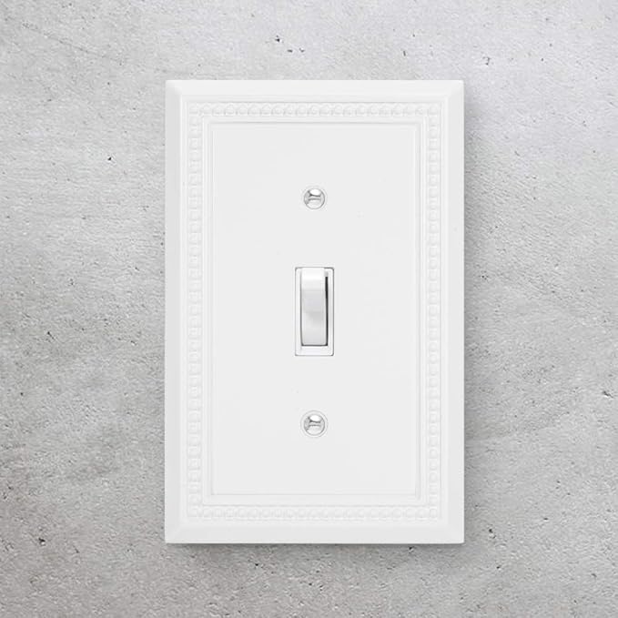 Henne Bery Sunken Pearls Heavy Duty Decorative Wall Plate Switch Plate Outlet Cover (Single Toggle, 2 Pack, White)