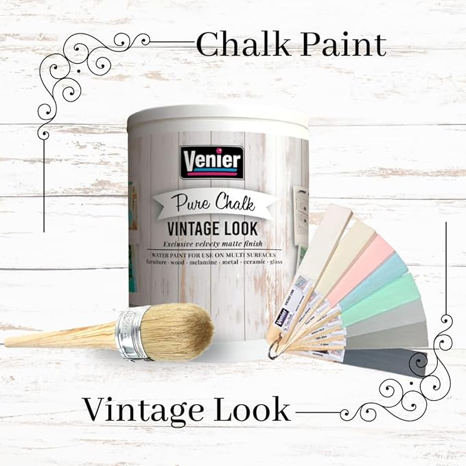 Chalk Pure Paint - for Furniture, Crafts, Home Decor - All-in-One – DIY – Eco-Friendly (Vintage [White]), (33.81 oz)