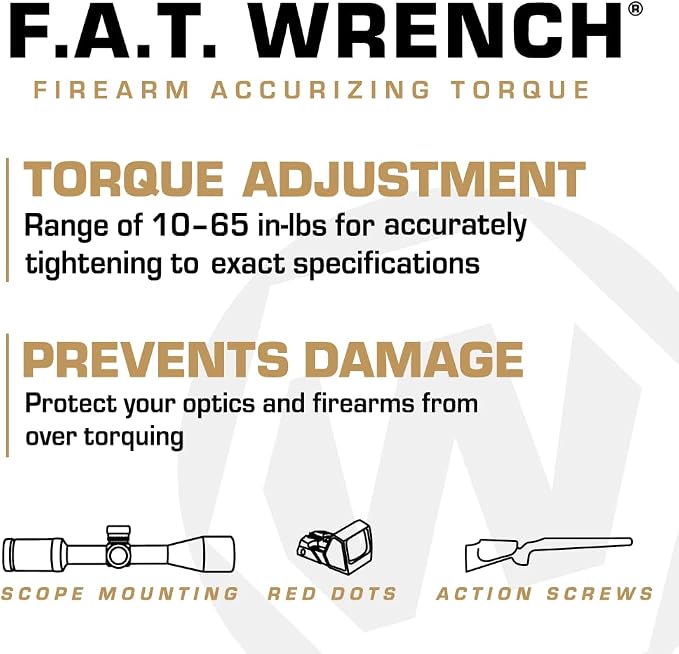 Wheeler 38 Piece FAT Wrench Screwdriver Set with Adjustable Torque Range 10-65 IN-LBs, Corrosion Resistant, Precise Fit Bits, For Scope Mounting, Gun Maintenance, and Gunsmithing
