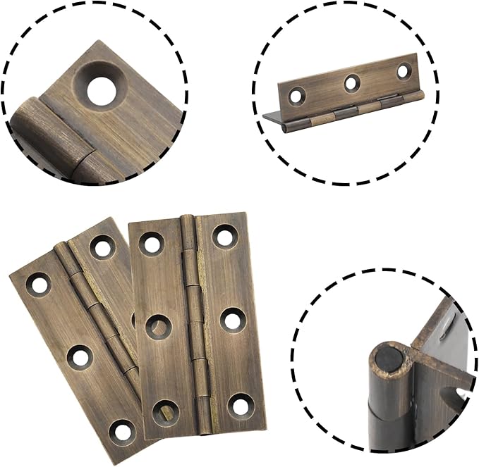 8 Pcs 40mmx75mm / 1.57" x 2.95" Bronze Mini Hinges, 3 Inch Solid Brass Folding Butt Hinge, Cabinet Hinge for Jewelry Box, Drawer Cabinet Furniture