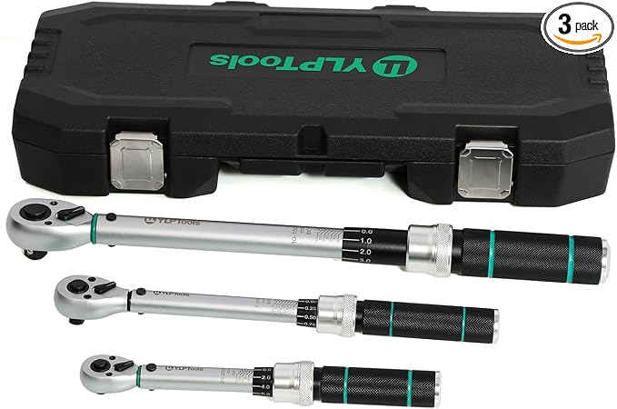 3-Piece Click Torque Wrench Set – 1/4", 3/8", 1/2" Drive, ±3% Accuracy, 72-Tooth Ratchet, Dual-Direction, Chrome Vanadium Steel, Includes Storage Cases