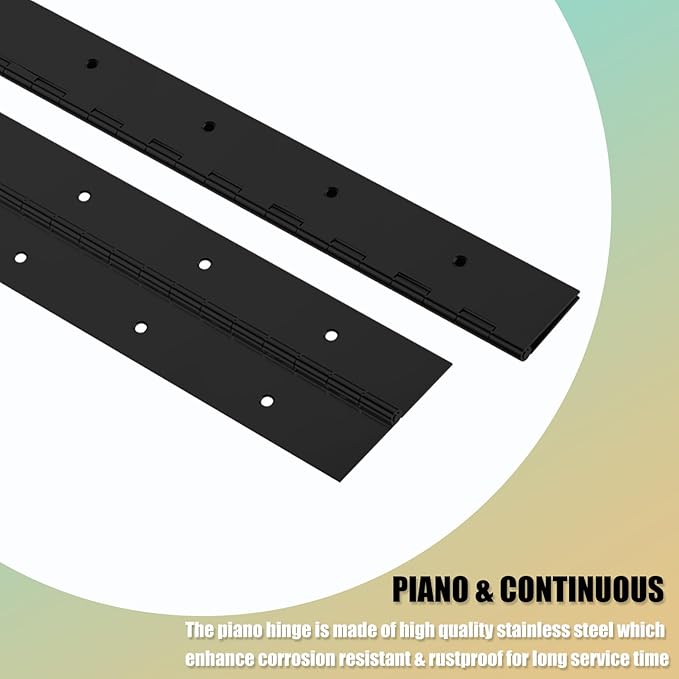 EPHECH 4PCS Black Piano Hinges 16Inch, Heavy Duty Stainless Steel Piano Hinge with Hole, 0.05" Thickness/1.2" Open Width Continuous Hinge for Folding Cabinet Door Butt Hinge