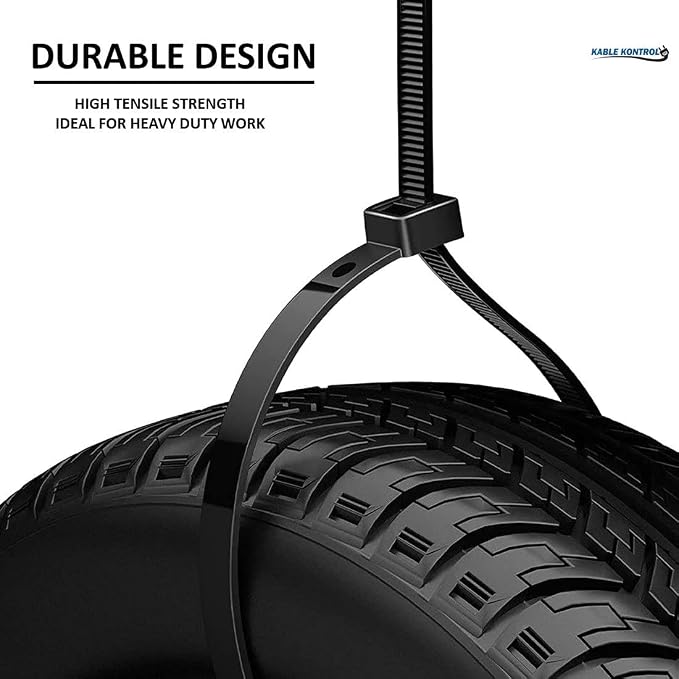 Kable Kontrol Cable Zip Ties, 36 Inch, 500 Pcs, HD 175lbs Test, Black | Nylon Plastic, UV-Resistant, Self Locking, UL Listed, Indoor & Outdoor Use