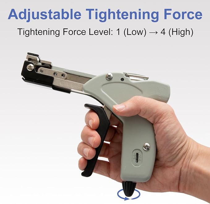 Metal Zip Tie Cutter, Stainless Steel Cable Tie Gun with Adjustable Tension & Automatic Cutter for Stainless Steel Tie Wrap with Free Zip Tie Release Tool, Single-Hand Operated