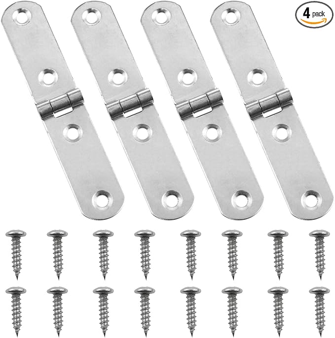 Butt Hinge 9.7x1.8cm Cabinet Folding Hinges Flap Hinge for Boxes Jewelry cabinets Toolbox Narrow flanged Hinges (with Screws) -4pcs