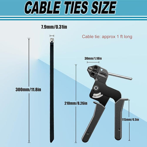 100PCS 0.31X11.8Inch 304‑Steel Self‑Locking Zip‑Ties for Auto Pipes Fences | High‑strength 304‑steel zip ties provide long‑lasting secure fastening for outdoor‑fence installations.