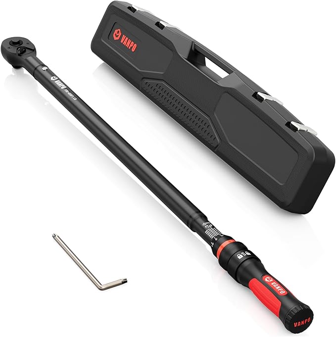 VANPO Torque Wrench 3/4-Inch Drive 100-650 Ft-Lb for Truck, ±3% Accuracy | Click Style, Quick-Release Ratchet Head, Heavy Duty for Heavy Equipment & Industrial, 40 CR, TPR+ABS Handle, 45-Tooth