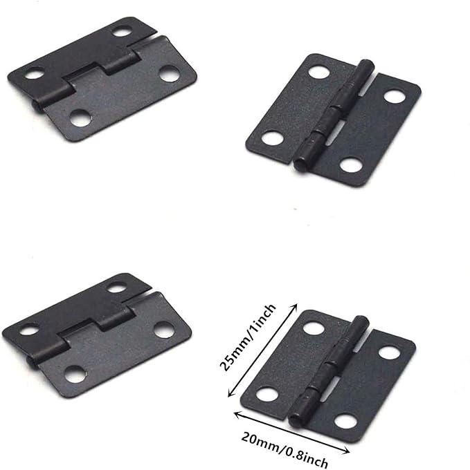 XMHF 1" x 3/4" Metal Foldable Butt Hinge for Cabinet Door Closet Black 48Pcs