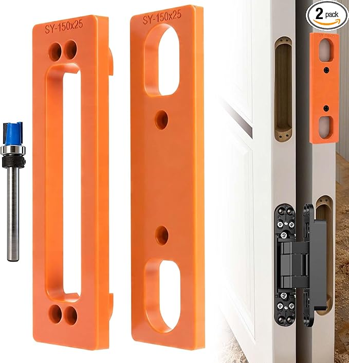 Hidden Door Hinge Jig, Hidden Hinge Mortiser Template, Concealed Hinge Jig, Resistance to Deformation Lightweight, Reusable Design (Yellow Grooving Jig, 6 inches)