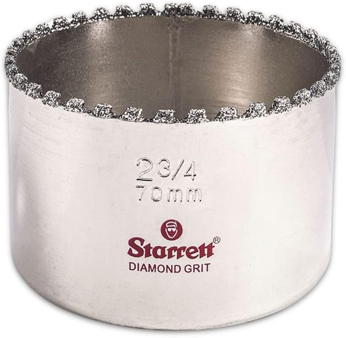 Starrett Diamond Grit Hole Saw 2-3/4" Dia, 1-5/8" Cutting Depth | Ideal For Drilling Small Diameter Holes, 5/8-18 Thread Size, XA2/XA10 Arbor Type Compatible, Silver Finish, KD0234-N