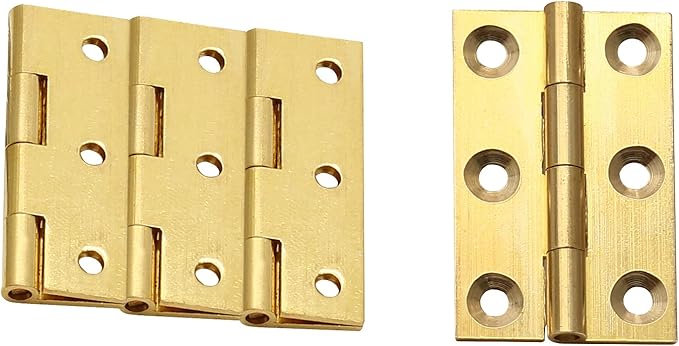 8Pcs 1.5 Inch Brass Butt Hinges, Gold Jewelry Box Hinges Small Cabinet Hinge Square Door Hinge Folding Craft Heavy Duty for Furniture Cupboard Drawer