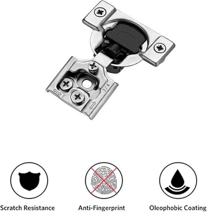 Ravinte 2 Pack 1 Pair 3/4 inch Overlay Soft Close Kitchen Cabinet Hinges Stainless Steel Adjustable Kitchen Hinges Satin Nickel Cabinet Hardware