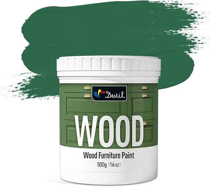 DWIL Matte Finish Furniture Paint - 16 Oz Wood Paint for Cabinets, Doors, Tables, and Dressers Refinishing - Water-Based, Non-Toxic & Odorless, Easy to Apply(Jade Mussel Green)-Without Tools