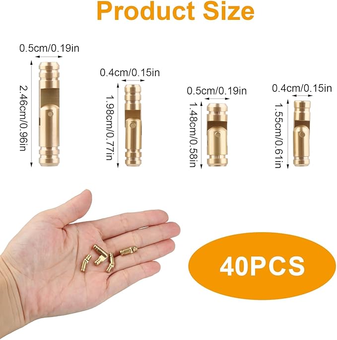 40 Pcs Mini Brass Barrel Hinges for Wooden Boxes, Hidden Cylinder Pivot Hardware for Jewelry Box, Trinket Case, Small Wood Craft Projects, Concealed 270° Rotation