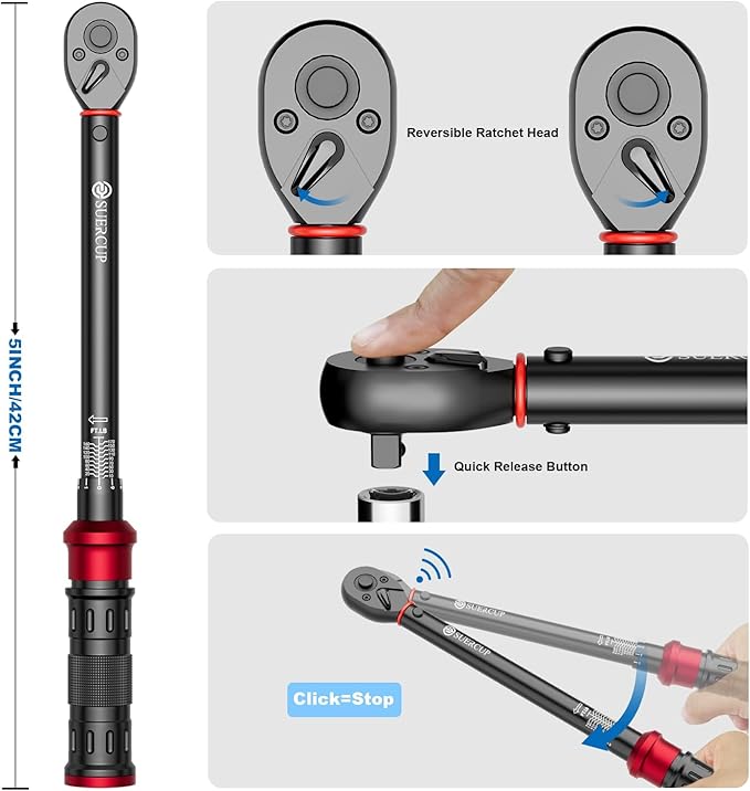 1/4" 3/8" 1/2" Torque Wrench - 20-240In.Lb, 5-45Ft.Lb, 10-170Ft.Lb