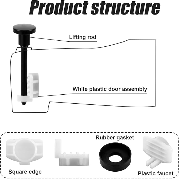 Tub Spout Diverter Repair Kit, Complete Shower Diverter Valve Stems & Seal and Gates Replacement Set for Leaky Bathtub Bathroom Faucet Repair (Black)