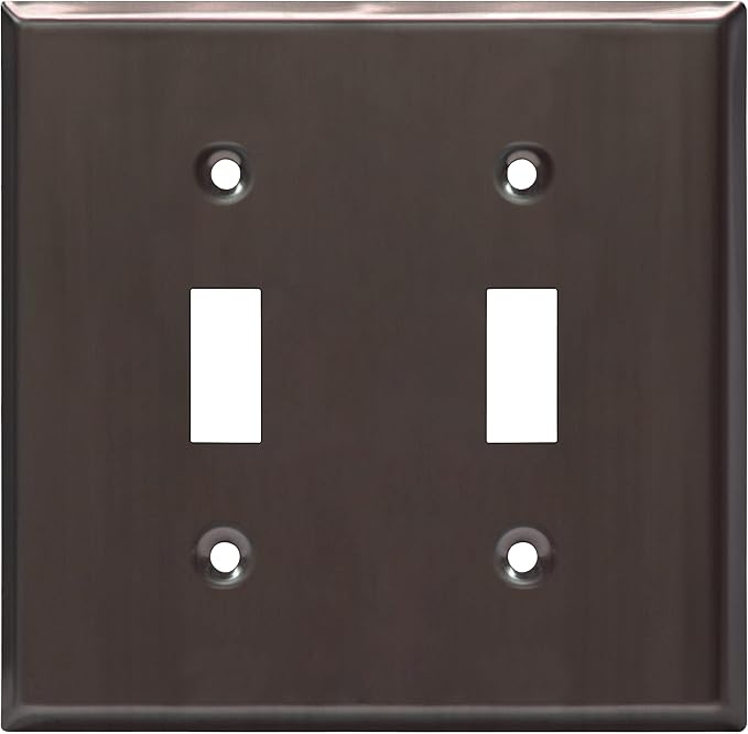 ENERLITES Toggle Light Switch Metal Wall Plate, Stainless Steel Switch Cover, Corrosion Resistant, Standrad Size 2-Gang 4.50" x 4.57", Stainless Steel 201, 7712-BBK, Brushed Black