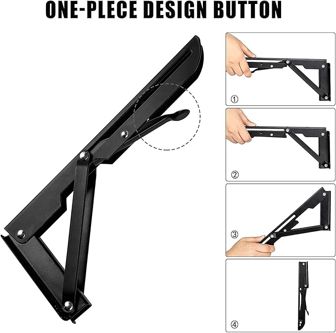 Folding Shelf Brackets - 8 Inch 8 Packs Heavy Duty Metal Collapsible Wall Mounted Bracket, Space Saving for Bench Table