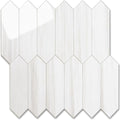 Vamos Tile 1 Sheet Glossy Dolomite White Backsplash Tile Peel and Stick, 12.8 x 12.8 Inch Long Hexagon PVC Self Adhesive Mosaic Wall Tiles Stick on Backsplash for Kitchen and Bathroom