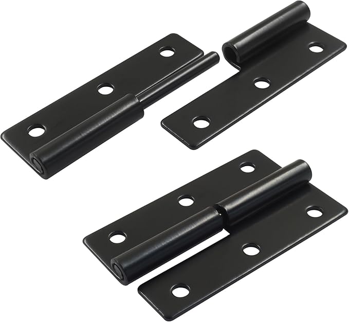 2 Pack 2.5 Inch Black Lift Off Hinge Heavy Duty H-Shaped Hinge Repair Hardware Butt Hinges Left Handed Slip Joint Flag Hinges for Indoor DIY Projects