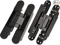 TamBee Hidden Door Hinge Invisible Hinges - Black, 3 Way Adjustable, Zinc Alloy, Concealed, for Secret Doors, Hidden Door and Bookcase Door 7 Inch (2 Hinges)