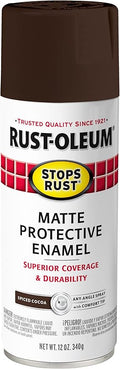 Rust-Oleum 369195 Stops Rust Spray Paint, 12 oz, Matte Spiced Cocoa