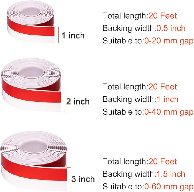 TORRAMI Wide Silicone Weather Stripping 3 inch Width 20 Feet Length, Draft Stopper Seal for Barn and Garage Door Under Bottom,Top, Sides, White