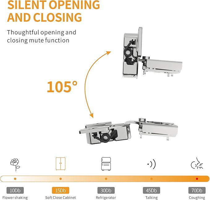 Chibery 10 Pack 3/8" Overlay 3D Soft Close Concealed Hinge for Face Frame Door, Smooth Slow Self Closing Hinges, Satin Nickel, Hidden 105° Open Angle Stainless Steel Hinge for Kitchen Cabinet Door