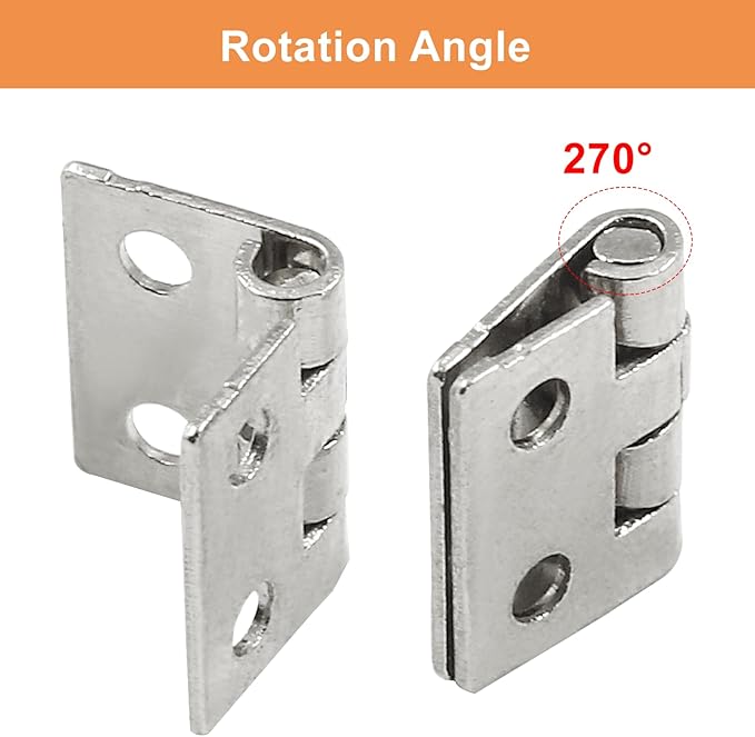 50Pcs Small Hinges,Pure Copper Butt Hinge,0.31"x0.39",Silver Tone Tiny for Cabinet Jewelry Wooden Box,Doll House DIY Hinges with Mounting Screws