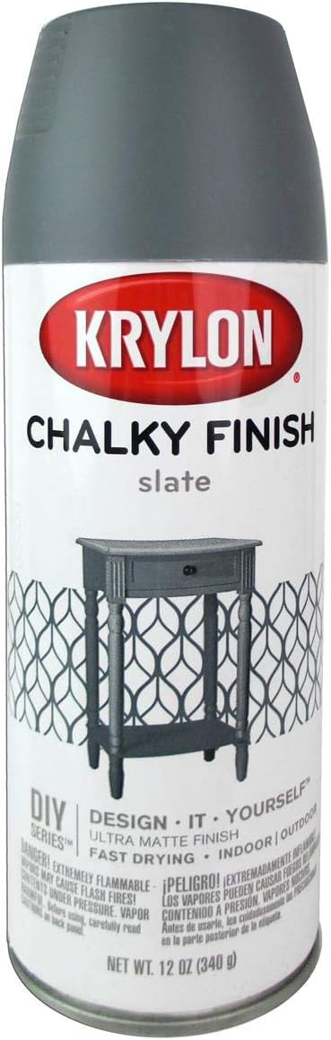 Krylon K04103000 Chalky Finish Spray Paint, Slate, 12 Ounce