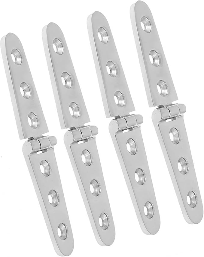 316 Stainless Steel Boat/Door Hinge ，Heavy Duty Marine Grade Cupboard Cabinet Drawer Door Strap Butt Hinge Furniture Hardware (Size: 6”X1”,4pcs)