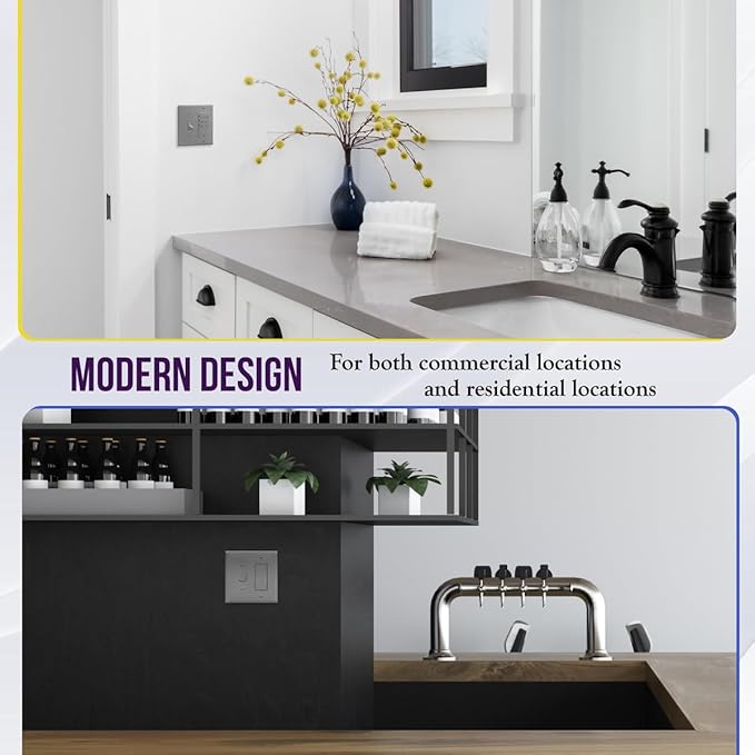 ENERLITES Combination Toggle Light Switch/Decorator Light Switch Plate, Double Switch Wall Plate, Mid-Size 2-Gang 4.88" x 4.92", Polycarbonate Thermoplastic, 881131M-GY, Gray