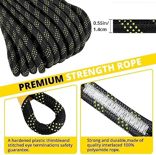TRSMIMA Rope Harness Safety Lanyard：25ft Roofing Rope Fall Protection