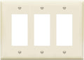 ENERLITES Triple Decorator Switch Cover, Three Gang Outlet Wall Plate, Gloss Finish, Mid-Size 3-Gang 4.88" x 6.77", Unbreakable Polycarbonate Thermoplastic, UL Listed, 8833M-LA, Light Almond