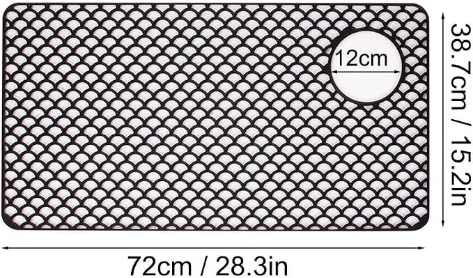 Kitchen Sink Mat 28.3 x 15.2in Silicone Sink Mat Non Slip Sink Protector for Farmhouse Kitchen Black B