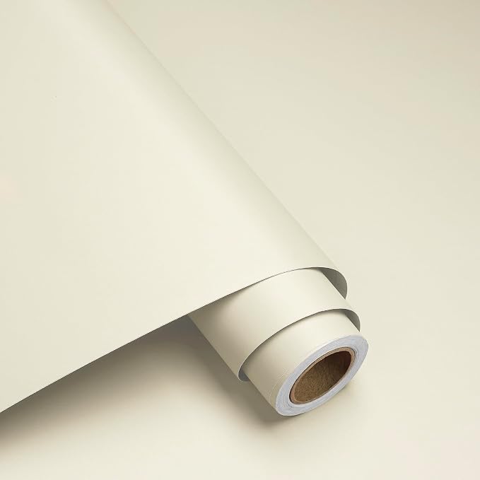 Beige Contact Paper for Cabinets Solid Color Wallpaper Peel and Stick Beige Contact Paper Cabinet Vinyl Wrap Solid Color Wallpaper for Cabinet Bedroom 12x120 Inch