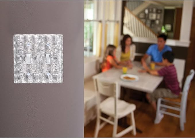 Silver Shiny Silver Rhinestones Switch Wall Plate Double Gang Toggle Light Switch Covers Decorator Plate Outlet Wall Plates