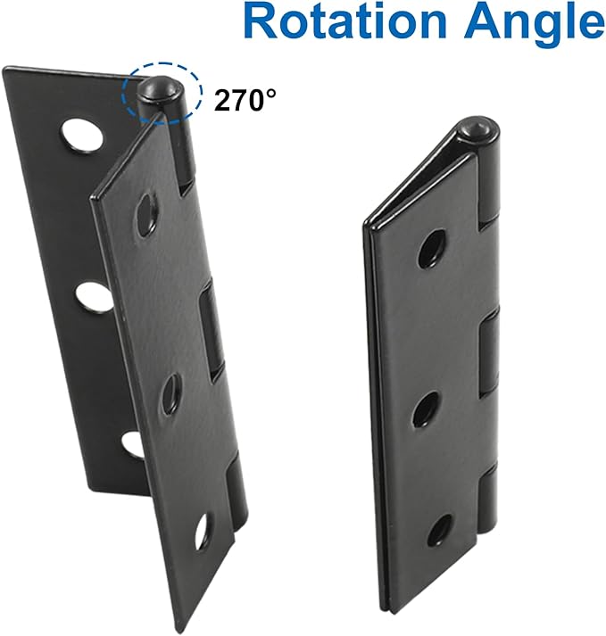 10Pcs Matte Black Door Hinges,2.5 Inch Iron Front Door Hinge,6 Hole Closet Exterior Door Hinges Heavy Duty,Butt Hinge for Jewelry Box,Bedroom,Cabinet Door