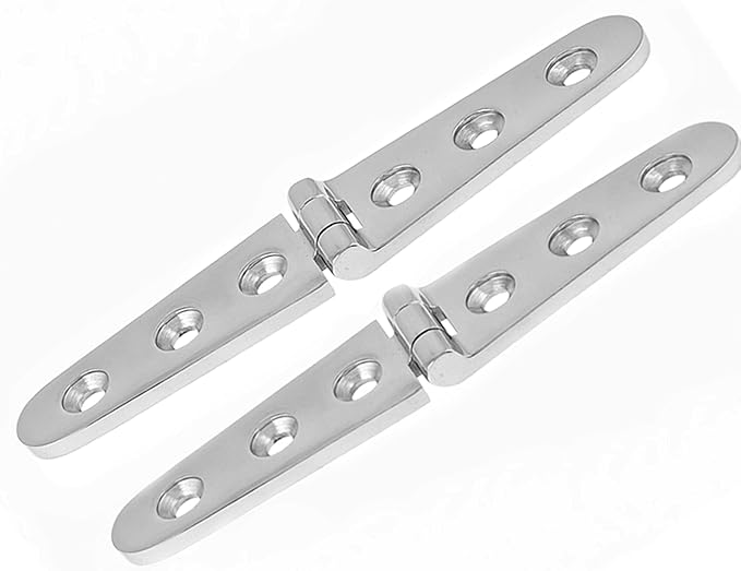 316 Stainless Steel Boat/Door Hinge ，Heavy Duty Marine Grade Cupboard Cabinet Drawer Door Strap Butt Hinge Furniture Hardware (Size: 6”X1”,2pcs)