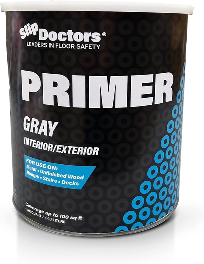 Slip Doctors Epoxy Paint Primer (Quart) for Wood, Metal and Concrete – Ideal for Exterior and Interior Floors and Stairs – Fast Drying & Corrosion Resistant