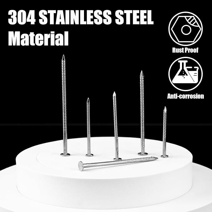 Tandefio 2 Pound Box Siding Nails Roofing Tile and Slating Rust Resistant 304 Stainless Steel Hardware Nails for Redwood Cedar Wood Siding Nail Decking Roof Slating(1-3/4 Inch)